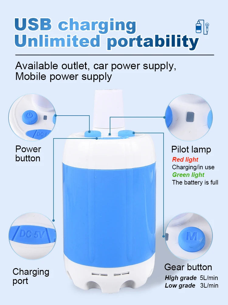 Portable Outdoor Shower Set Handheld Shower Head Adjustable Flow Camping Shower for Hiking Backpacking Beach Traveling Gardening - happyshop365247