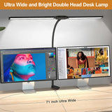Double Head LED Clip Desk Lamp Architect Table Lamp for Home Office Lighting 3 Color Mode and 10 Dimmable Eye Protect Desk lamps