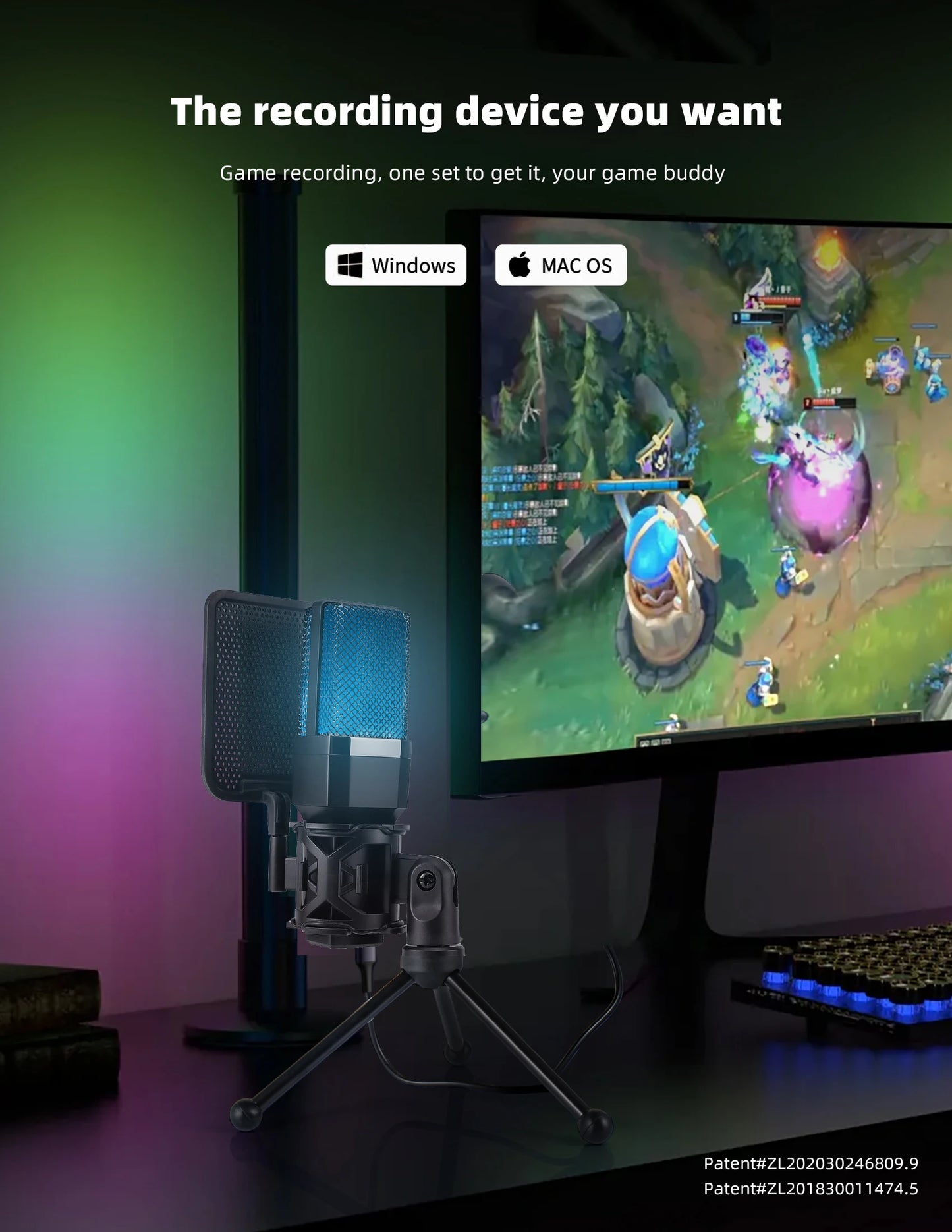 Condenser Professional Microphone Mic For PC Laptop Computer Gaming USB Wired Streaming Podcast Studio Mike Kit Gamer Accessory - happyshop365247