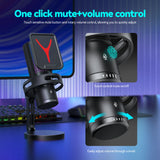 Condenser Professional Microphone Mic For PC Laptop Computer Gaming USB Wired Streaming Podcast Studio Mike Kit Gamer Accessory