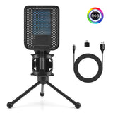 Condenser Professional Microphone Mic For PC Laptop Computer Gaming USB Wired Streaming Podcast Studio Mike Kit Gamer Accessory