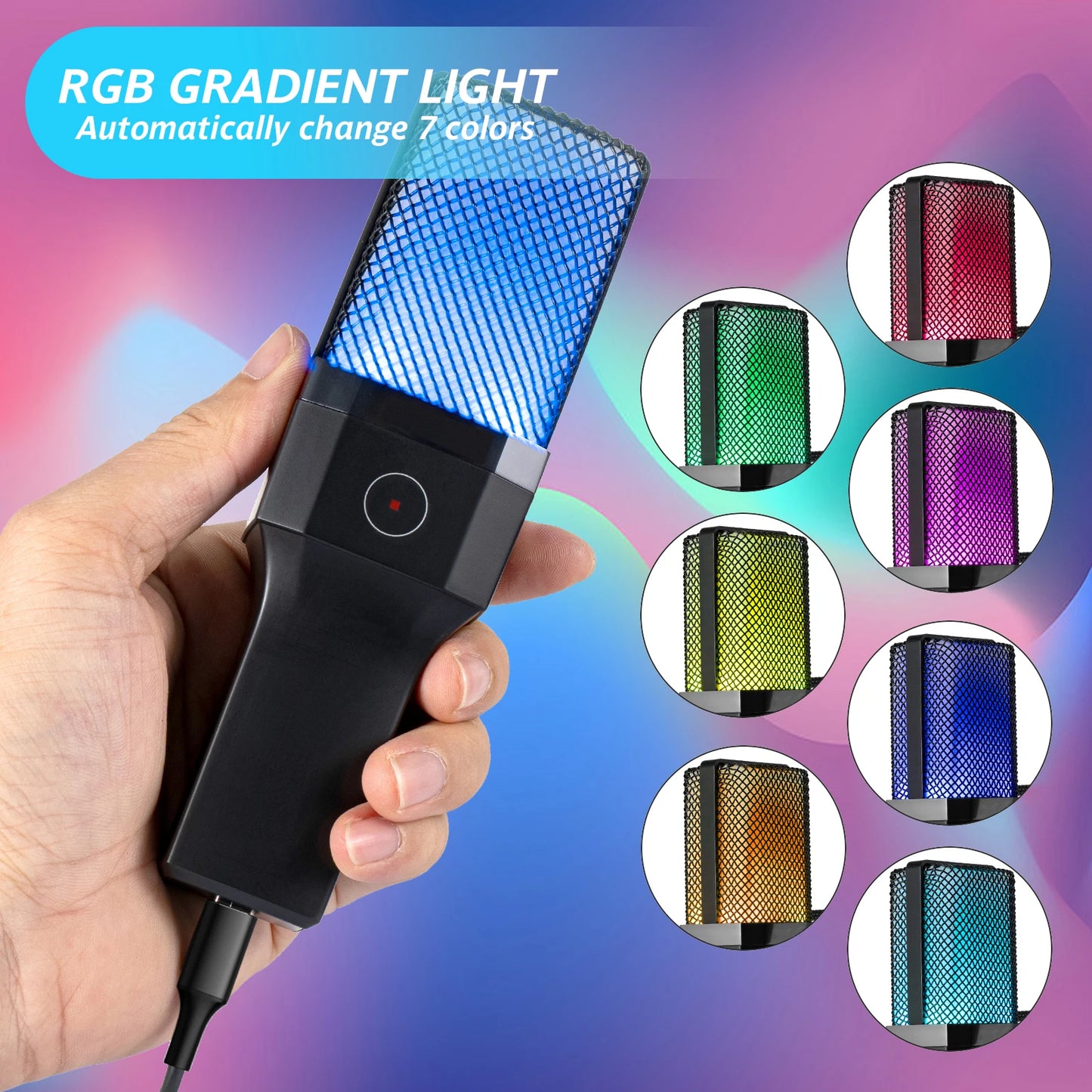 Condenser Professional Microphone Mic For PC Laptop Computer Gaming USB Wired Streaming Podcast Studio Mike Kit Gamer Accessory - happyshop365247