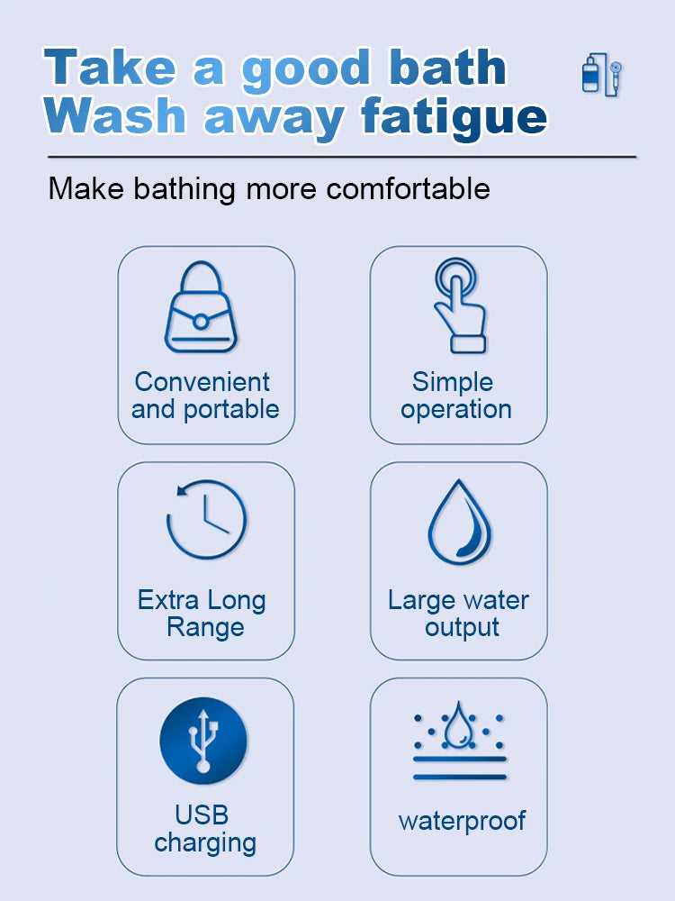 Portable Outdoor Shower Set Handheld Shower Head Adjustable Flow Camping Shower for Hiking Backpacking Beach Traveling Gardening - happyshop365247