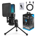 Condenser Professional Microphone Mic For PC Laptop Computer Gaming USB Wired Streaming Podcast Studio Mike Kit Gamer Accessory