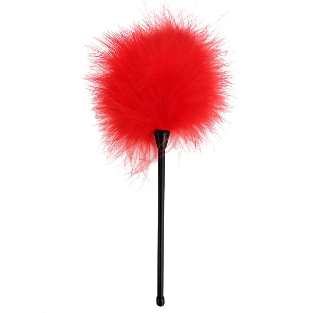 Tease Tickle with Soft Artificial Feather Short Handle Easy to Hold Punishment Spankign Whip BDSM Sex Toys for Women and Couples - happyshop365247