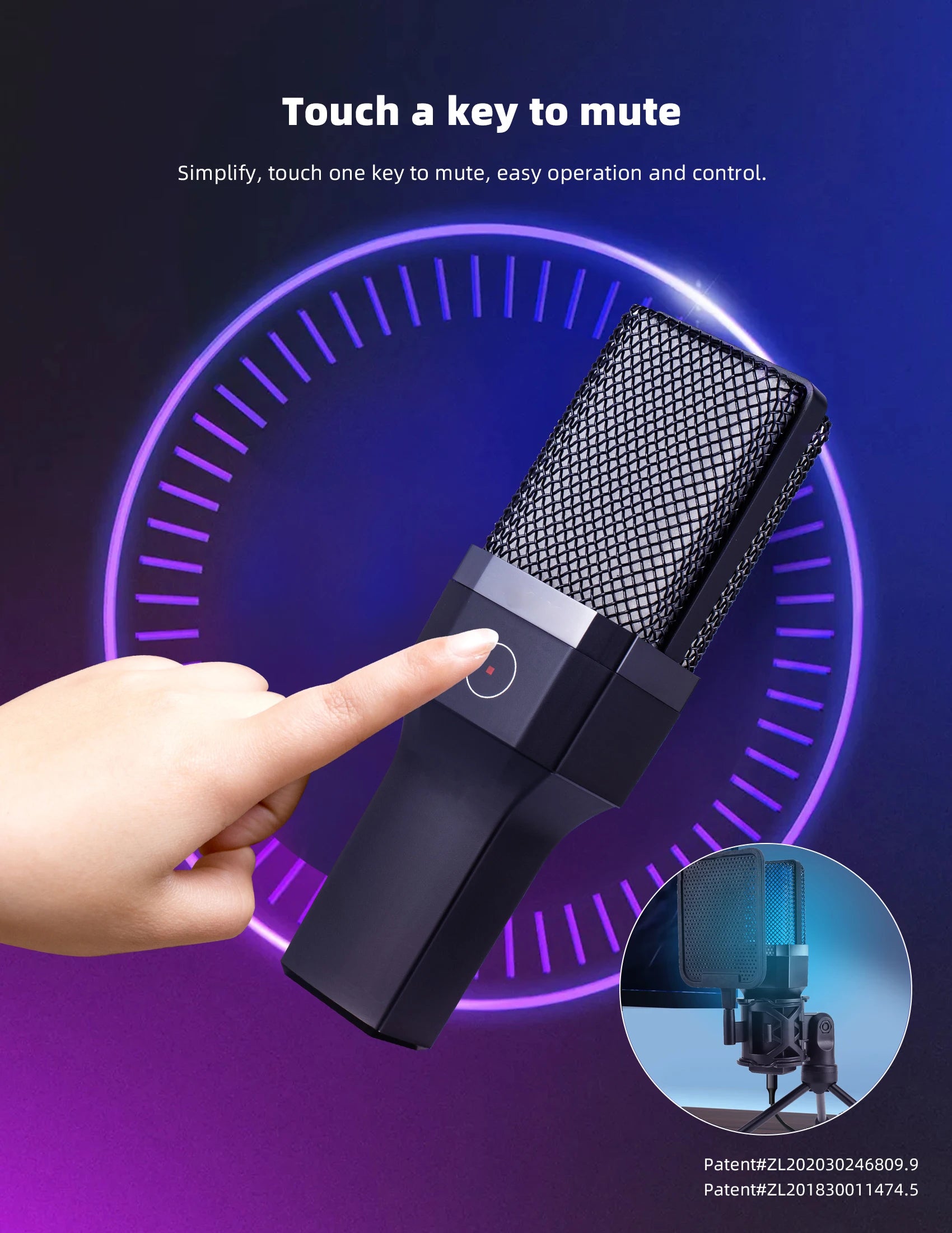 Condenser Professional Microphone Mic For PC Laptop Computer Gaming USB Wired Streaming Podcast Studio Mike Kit Gamer Accessory - happyshop365247