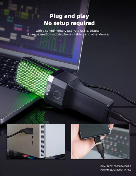 Condenser Professional Microphone Mic For PC Laptop Computer Gaming USB Wired Streaming Podcast Studio Mike Kit Gamer Accessory