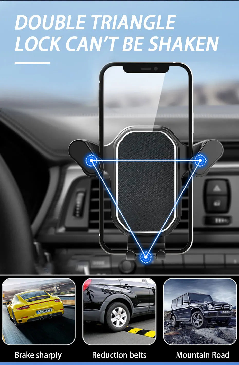 SEAMETAL Gravity Car Phone Holder Air Vent Hook Phone Mount 360-Degree Rotation Smart Phone Holder for Car One-Hand Placement - happyshop365247