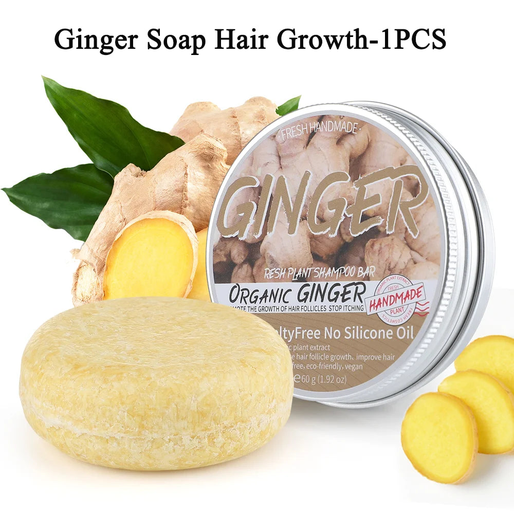 Ginger Polygonum Soap Hair Growth Shampoo Soap Pure Plant Organic Handmade Cold Processed Fast Growth Shampoos Hair Care Soaps - happyshop365247