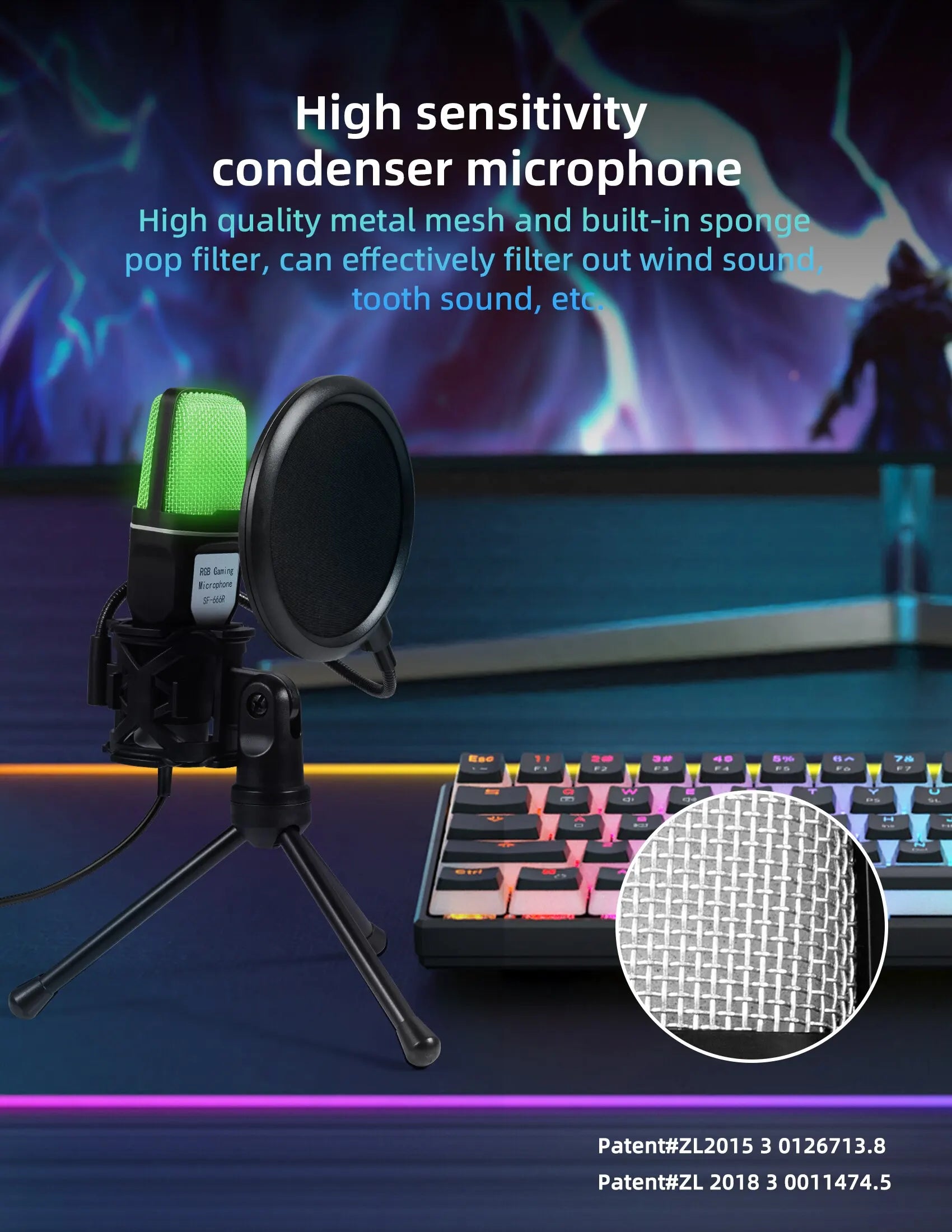 Condenser Professional Microphone Mic For PC Laptop Computer Gaming USB Wired Streaming Podcast Studio Mike Kit Gamer Accessory - happyshop365247