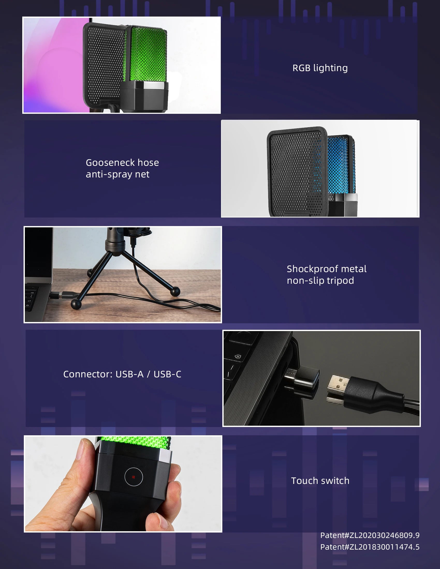 Condenser Professional Microphone Mic For PC Laptop Computer Gaming USB Wired Streaming Podcast Studio Mike Kit Gamer Accessory - happyshop365247