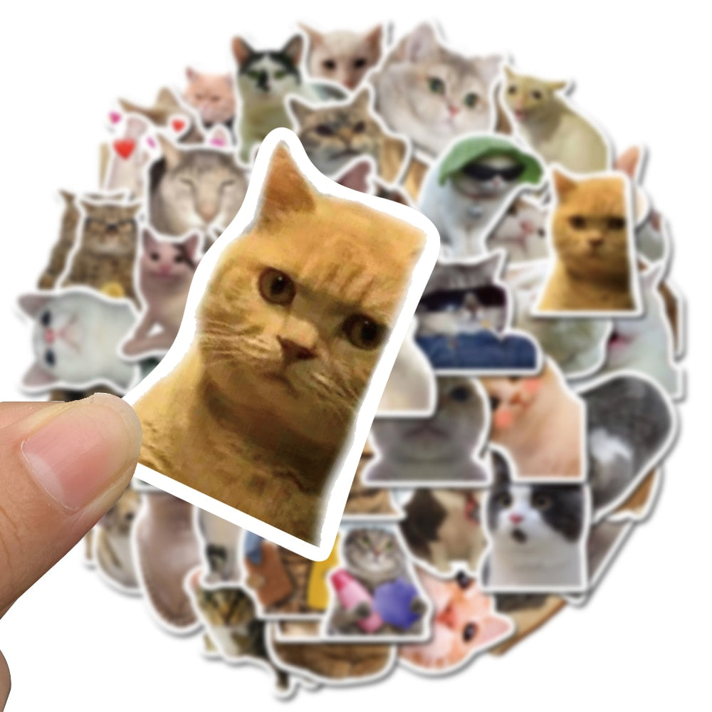 10/50PCS Cat MEME Funny Animals Stickers Vintage Toy DIY Kids Notebook Luggage Motorcycle Laptop Refrigerator Decals Graffiti - happyshop365247