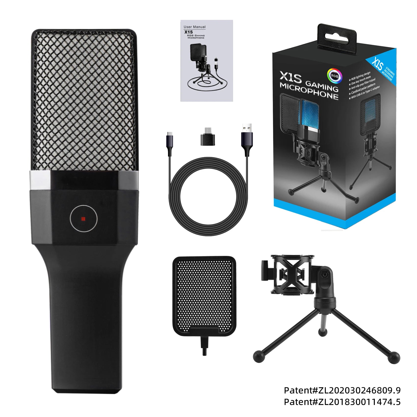 Condenser Professional Microphone Mic For PC Laptop Computer Gaming USB Wired Streaming Podcast Studio Mike Kit Gamer Accessory - happyshop365247