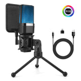 Condenser Professional Microphone Mic For PC Laptop Computer Gaming USB Wired Streaming Podcast Studio Mike Kit Gamer Accessory