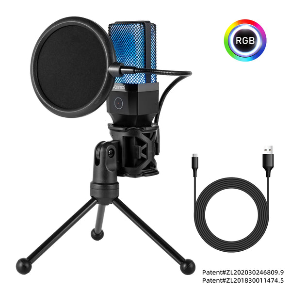Condenser Professional Microphone Mic For PC Laptop Computer Gaming USB Wired Streaming Podcast Studio Mike Kit Gamer Accessory
