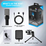 Condenser Professional Microphone Mic For PC Laptop Computer Gaming USB Wired Streaming Podcast Studio Mike Kit Gamer Accessory