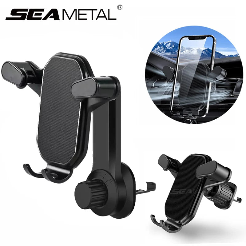 SEAMETAL Gravity Car Phone Holder Air Vent Hook Phone Mount 360-Degree Rotation Smart Phone Holder for Car One-Hand Placement - happyshop365247