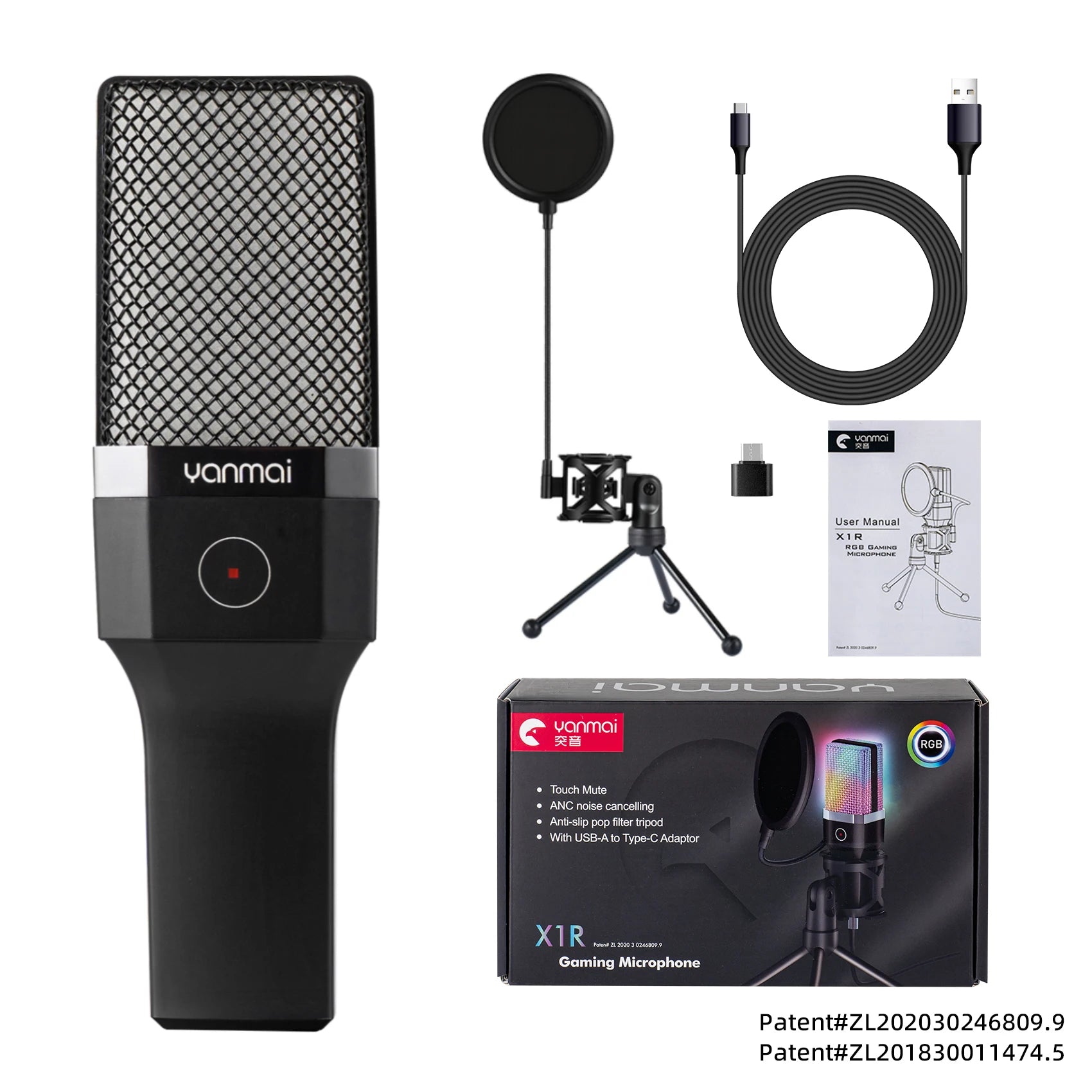Condenser Professional Microphone Mic For PC Laptop Computer Gaming USB Wired Streaming Podcast Studio Mike Kit Gamer Accessory - happyshop365247