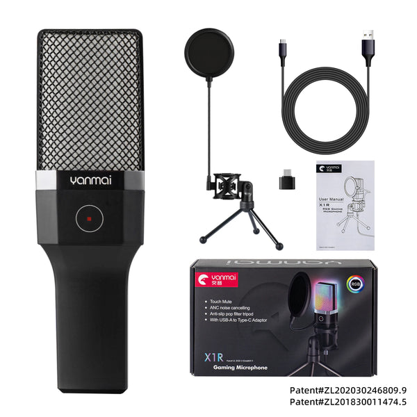 Condenser Professional Microphone Mic For PC Laptop Computer Gaming USB Wired Streaming Podcast Studio Mike Kit Gamer Accessory