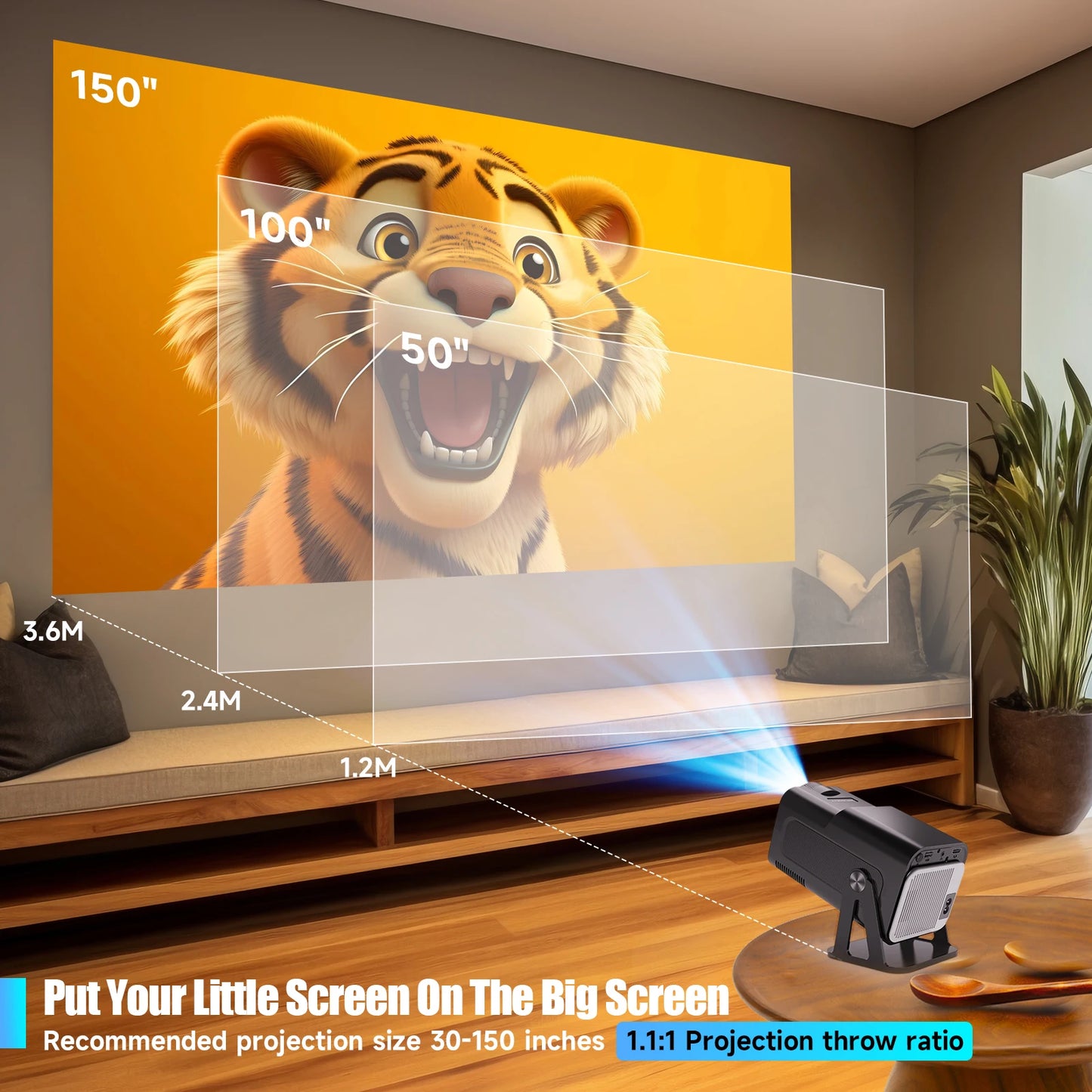 Magcubic Netflix Officially Licensed Native 1080P HY320 NTV Projector 4K 500ANSI Prime Video YouTube WIFi BT5.2 Android 13 Voice - happyshop365247