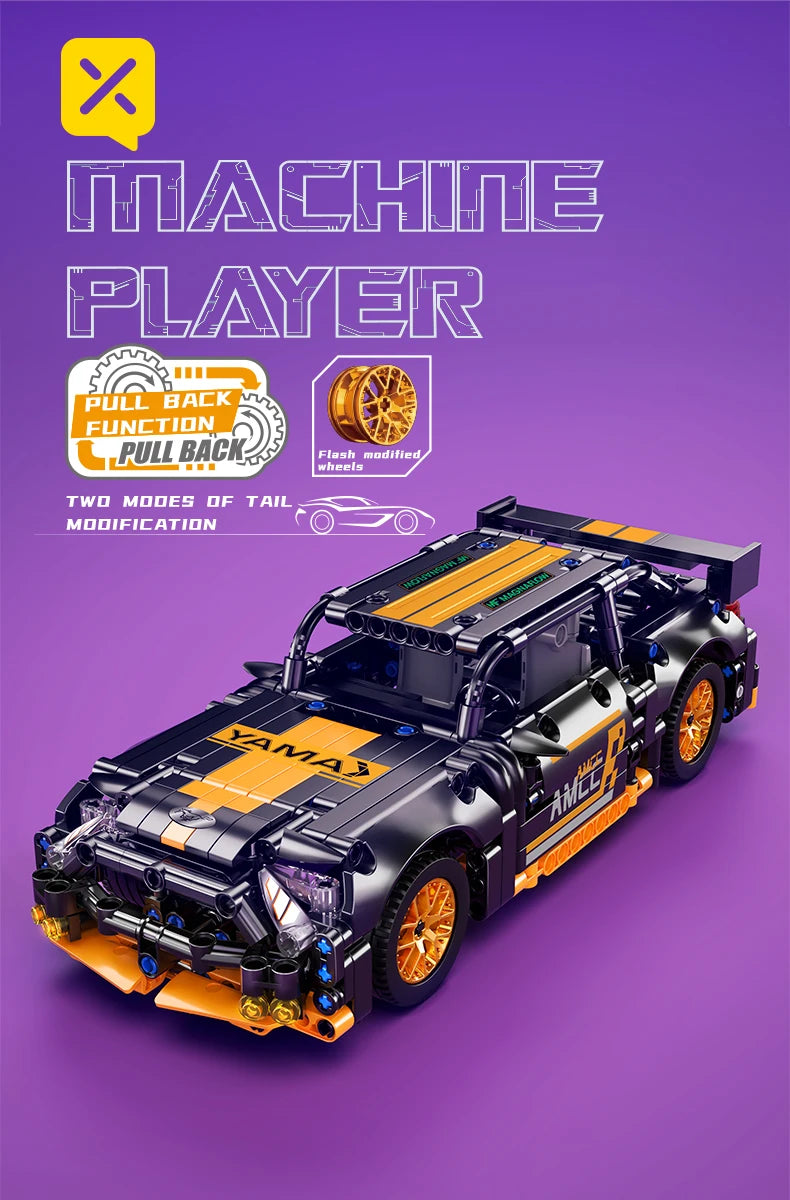 ToylinX 1/18 Sports Car Series Collectible Car 520pcs Building Technology Model Boy Kids Educational Racing Toy for Festive gift - happyshop365247