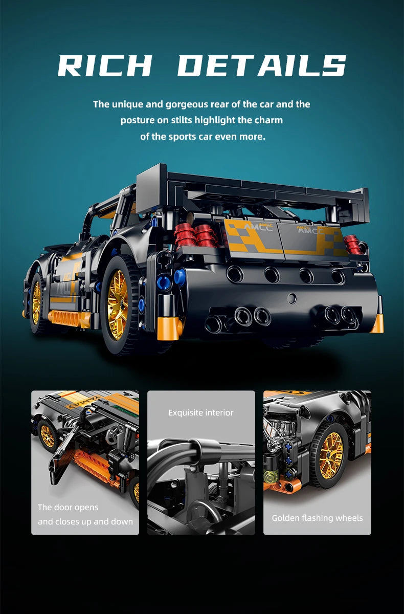 ToylinX 1/18 Sports Car Series Collectible Car 520pcs Building Technology Model Boy Kids Educational Racing Toy for Festive gift - happyshop365247