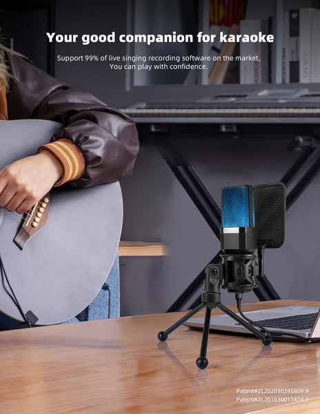 Condenser Professional Microphone Mic For PC Laptop Computer Gaming USB Wired Streaming Podcast Studio Mike Kit Gamer Accessory