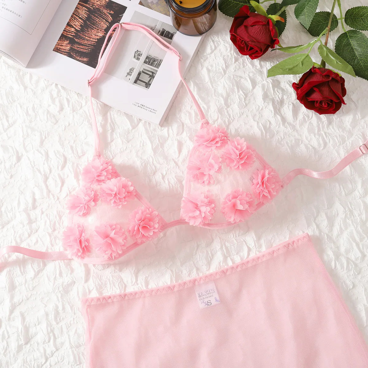 Sexy Babydolls Flower decoration perspective suspender mesh beach wind fuck nightgowns call of the night promotions 99% sales - happyshop365247