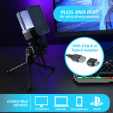 Condenser Professional Microphone Mic For PC Laptop Computer Gaming USB Wired Streaming Podcast Studio Mike Kit Gamer Accessory