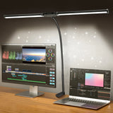 Double Head LED Clip Desk Lamp Architect Table Lamp for Home Office Lighting 3 Color Mode and 10 Dimmable Eye Protect Desk lamps