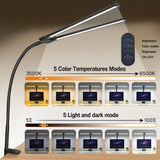Double Head LED Clip Desk Lamp Architect Table Lamp for Home Office Lighting 3 Color Mode and 10 Dimmable Eye Protect Desk lamps