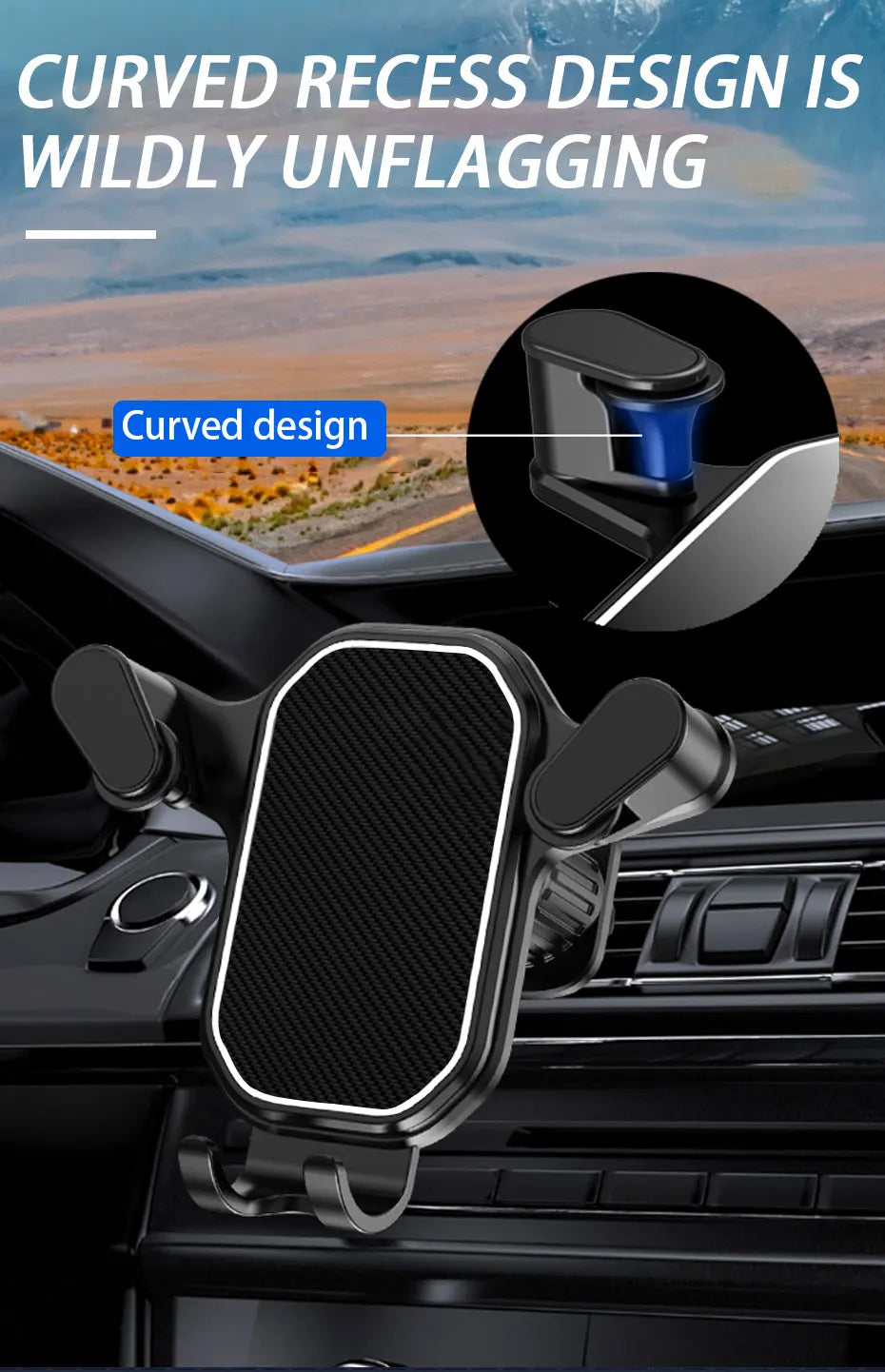 SEAMETAL Gravity Car Phone Holder Air Vent Hook Phone Mount 360-Degree Rotation Smart Phone Holder for Car One-Hand Placement - happyshop365247