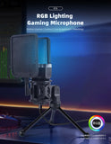 Condenser Professional Microphone Mic For PC Laptop Computer Gaming USB Wired Streaming Podcast Studio Mike Kit Gamer Accessory