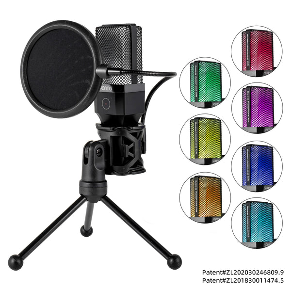 Condenser Professional Microphone Mic For PC Laptop Computer Gaming USB Wired Streaming Podcast Studio Mike Kit Gamer Accessory