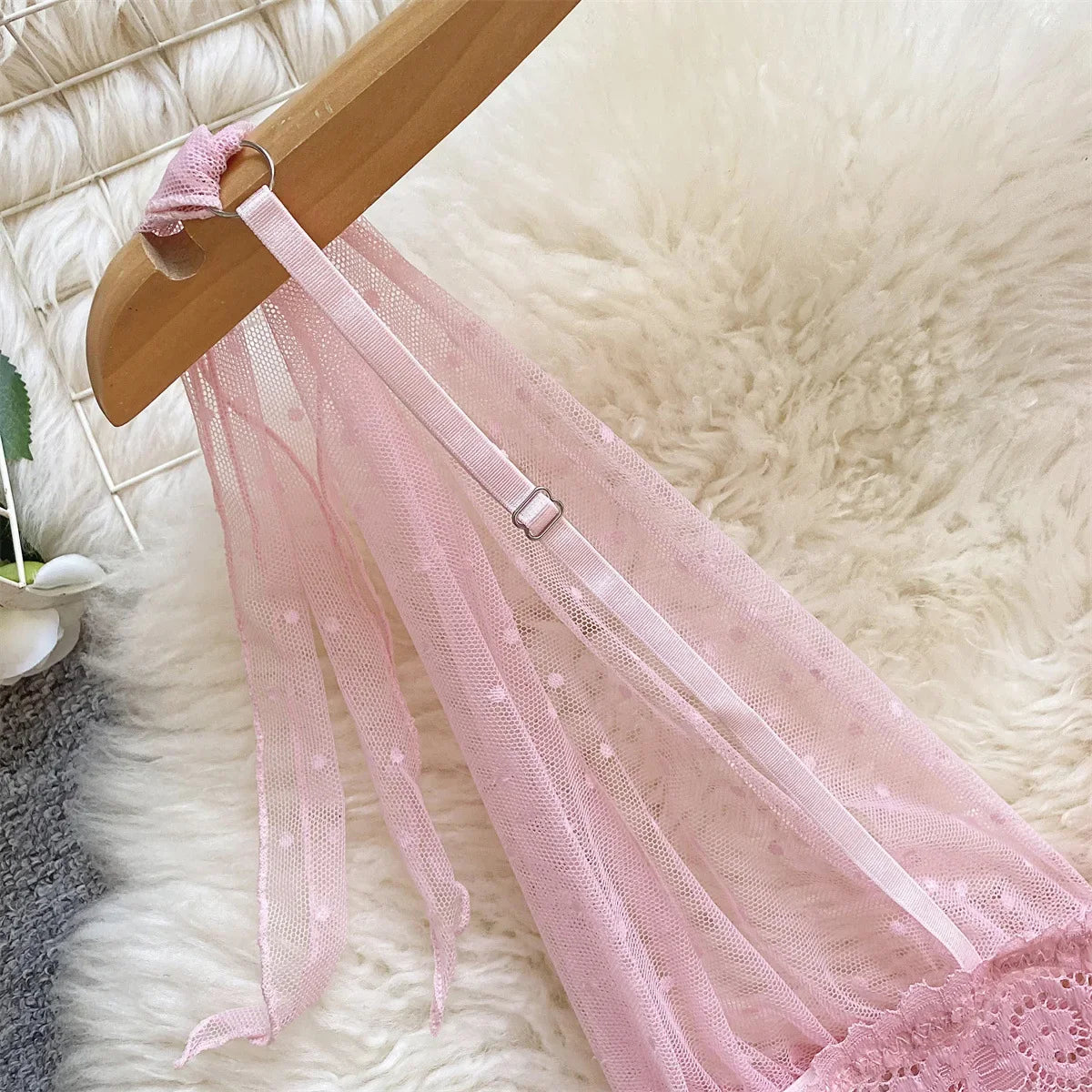 Babydolls Perspective polka dot deep V-mesh call of the night fuck nightgowns promotions 99% sales sexy female intimate Sex shop - happyshop365247