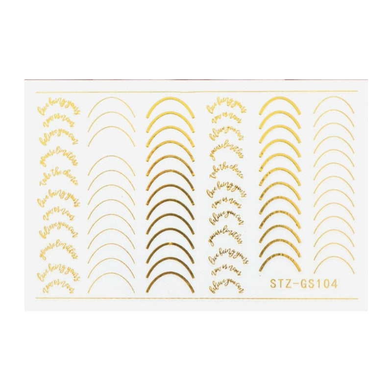 3D Lines Nail Stickers DIY Rose Gold Metal Stripe Lines Letters Decals Curve Nail Art Sliders Self Adhesive Decorations Manicure - happyshop365247