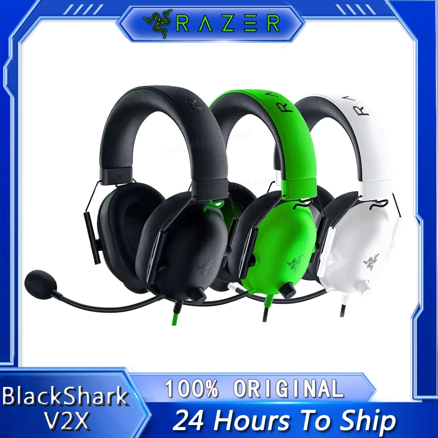 Razer BlackShark V2 X Wired Esports Headset Advanced Passive Noise Cancellation, 7.1 Surround Sound, Hyperclear Cardioid Mic - happyshop365247