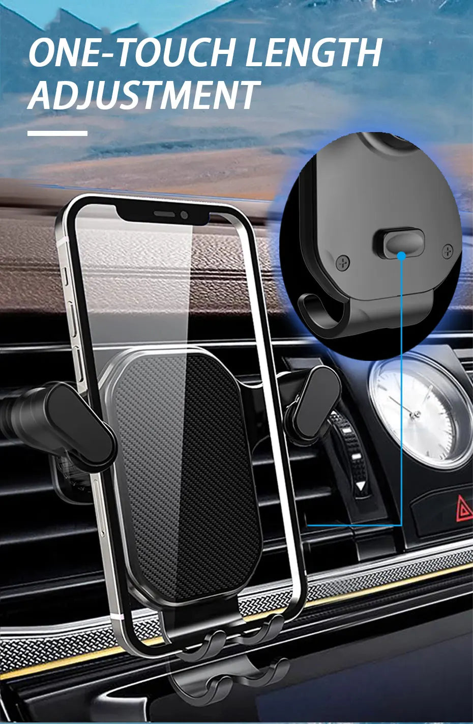 SEAMETAL Gravity Car Phone Holder Air Vent Hook Phone Mount 360-Degree Rotation Smart Phone Holder for Car One-Hand Placement - happyshop365247
