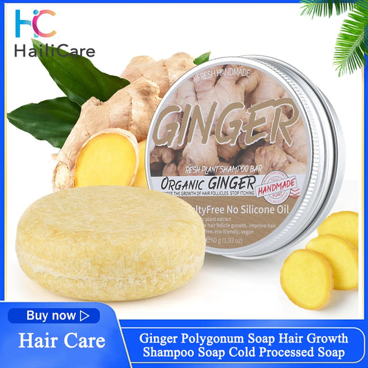 Ginger Polygonum Soap Hair Growth Shampoo Soap Pure Plant Organic Handmade Cold Processed Fast Growth Shampoos Hair Care Soaps - happyshop365247