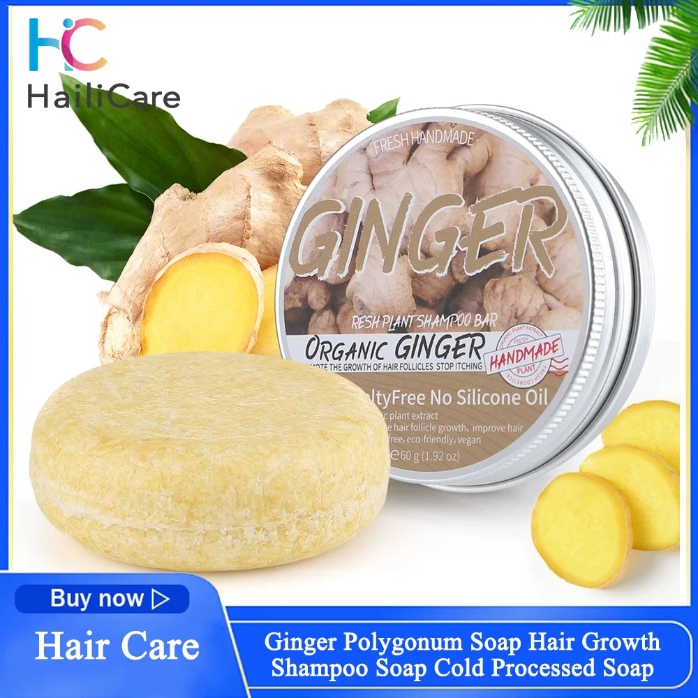 Ginger Polygonum Soap Hair Growth Shampoo Soap Pure Plant Organic Handmade Cold Processed Fast Growth Shampoos Hair Care Soaps - happyshop365247