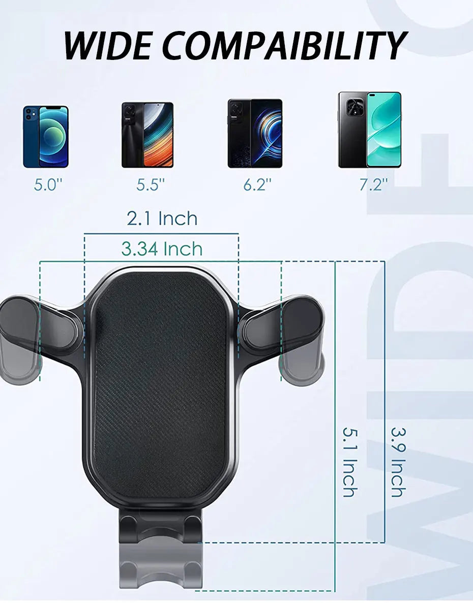 SEAMETAL Gravity Car Phone Holder Air Vent Hook Phone Mount 360-Degree Rotation Smart Phone Holder for Car One-Hand Placement - happyshop365247