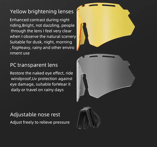 ROCKBROS Cycling Polarized Glasses 4Lens Interchangeable Myopia Frame Sunscreen UV400 Protection Sunglasses Men MTB Bike Glasses