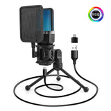 Condenser Professional Microphone Mic For PC Laptop Computer Gaming USB Wired Streaming Podcast Studio Mike Kit Gamer Accessory