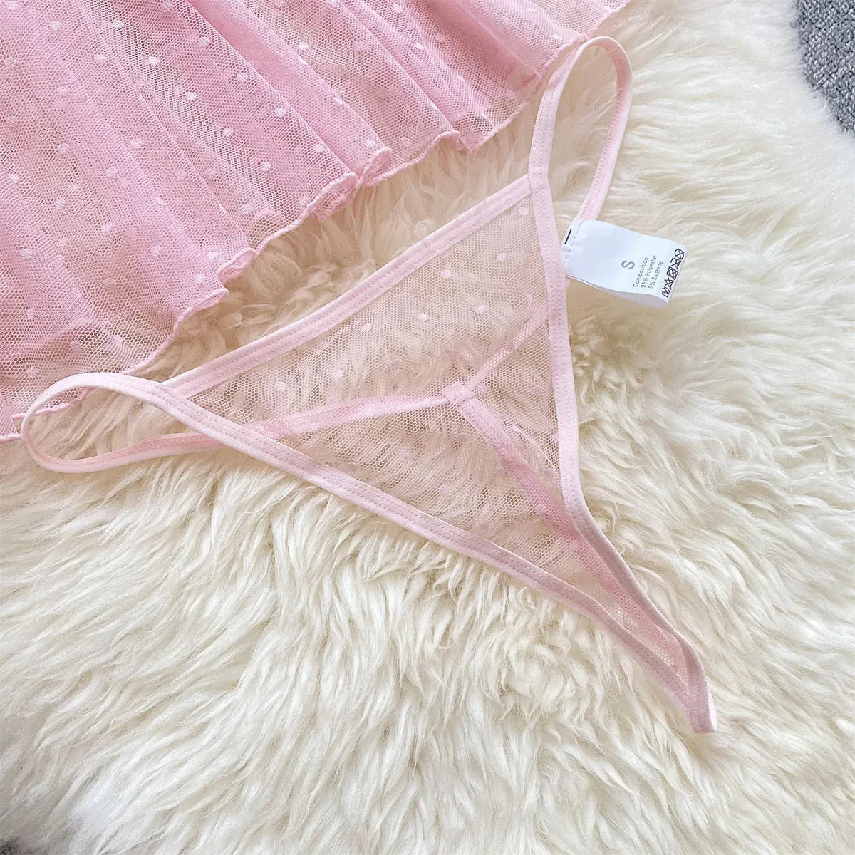 Babydolls Perspective polka dot deep V-mesh call of the night fuck nightgowns promotions 99% sales sexy female intimate Sex shop - happyshop365247