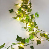 2 M 20LED Artificial Leaf Garland Plants Vine Fake Foliage Handmade for Home Decor Wedding Decoration DIY Wreath Silk Flower