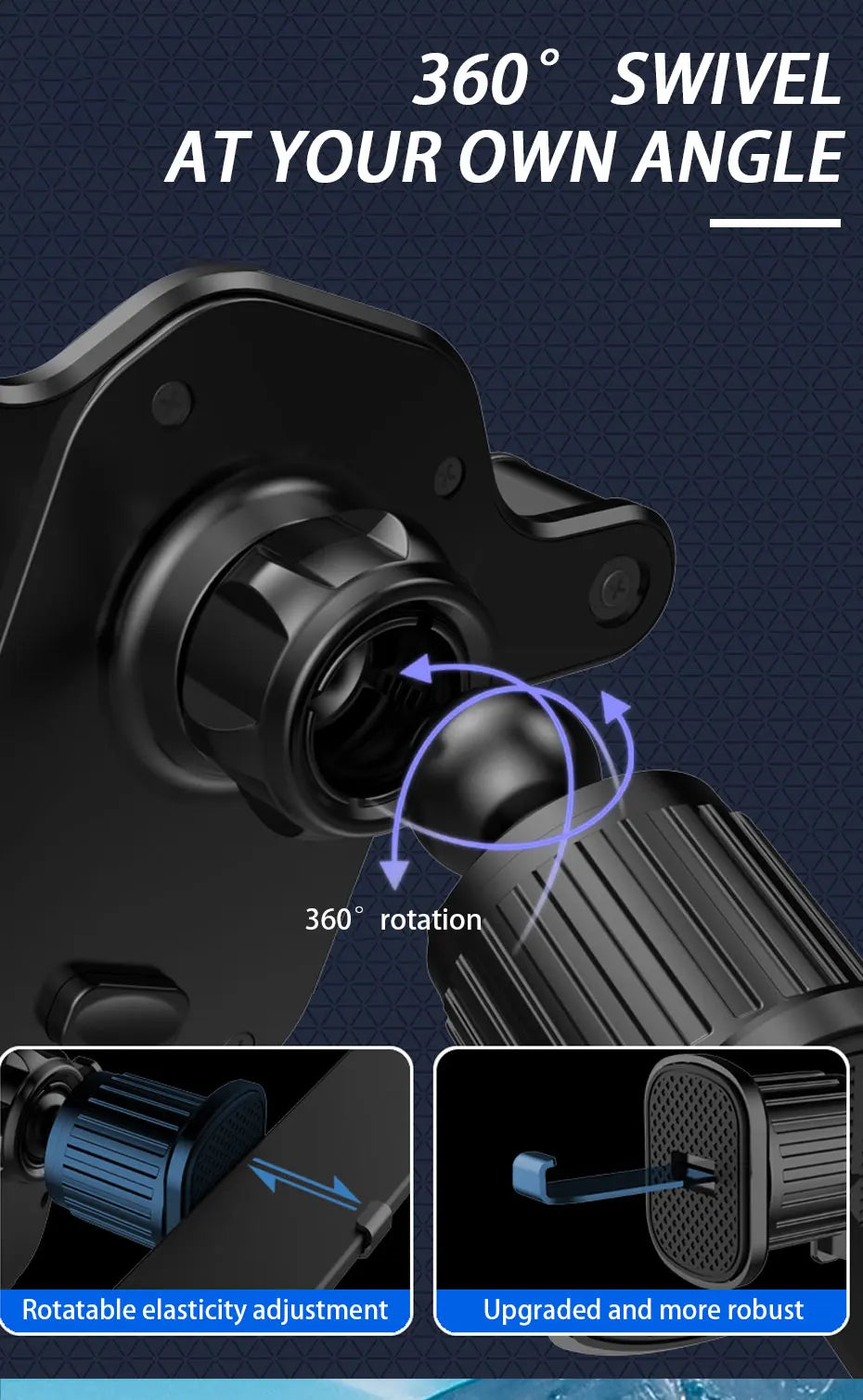 SEAMETAL Gravity Car Phone Holder Air Vent Hook Phone Mount 360-Degree Rotation Smart Phone Holder for Car One-Hand Placement - happyshop365247