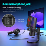 Condenser Professional Microphone Mic For PC Laptop Computer Gaming USB Wired Streaming Podcast Studio Mike Kit Gamer Accessory