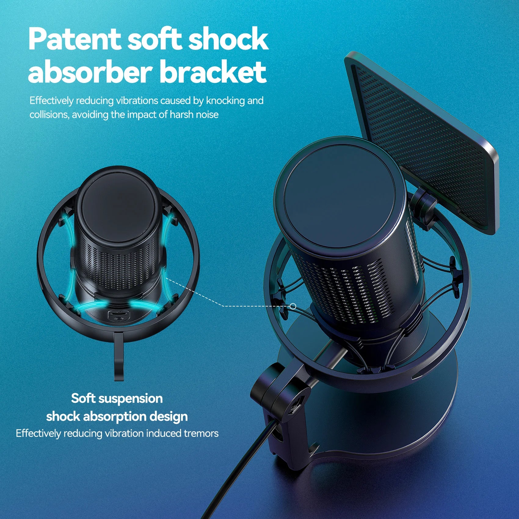 Condenser Professional Microphone Mic For PC Laptop Computer Gaming USB Wired Streaming Podcast Studio Mike Kit Gamer Accessory - happyshop365247