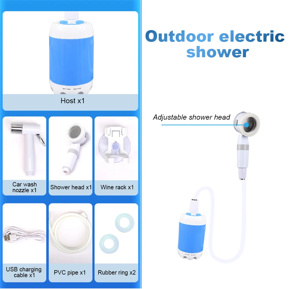 Portable Outdoor Shower Set Handheld Shower Head Adjustable Flow Camping Shower for Hiking Backpacking Beach Traveling Gardening - happyshop365247