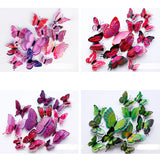 New Style 12Pcs Double Layer 3D Butterfly Wall Stickers Home Room Decor Butterflies For Wedding Decoration Magnet Fridge Decals